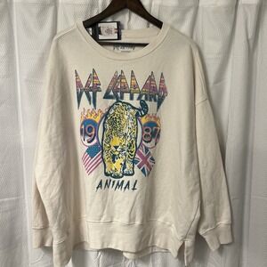 DEF LEPPARD Band Sweatshirt Women's 1987 Animal Soft Fleece Crewneck NWT